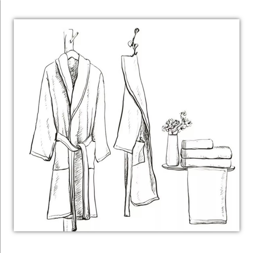 Hand-painted Animal Collection Double Sided Organic Cotton Bathrobe, L/XL - Picture 3 of 8